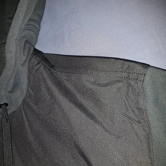 Jordan Letterman Button Up Varsity Hoodie 2 Tone Black Fleece + Poly Body XL - Picture 4 of 16